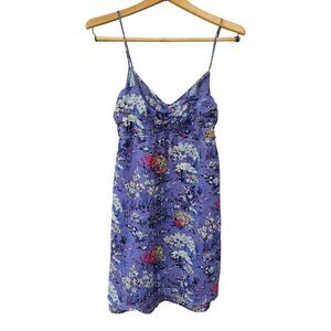 American Eagle Sz 8 Purple Floral Mini Dress Spaghetti Strap Babydoll Sundress